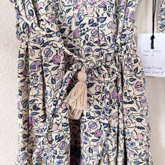 Japna Long Sleeve Dress Size Medium Floral New With Tag Tie Waist - Picture 4 of 9